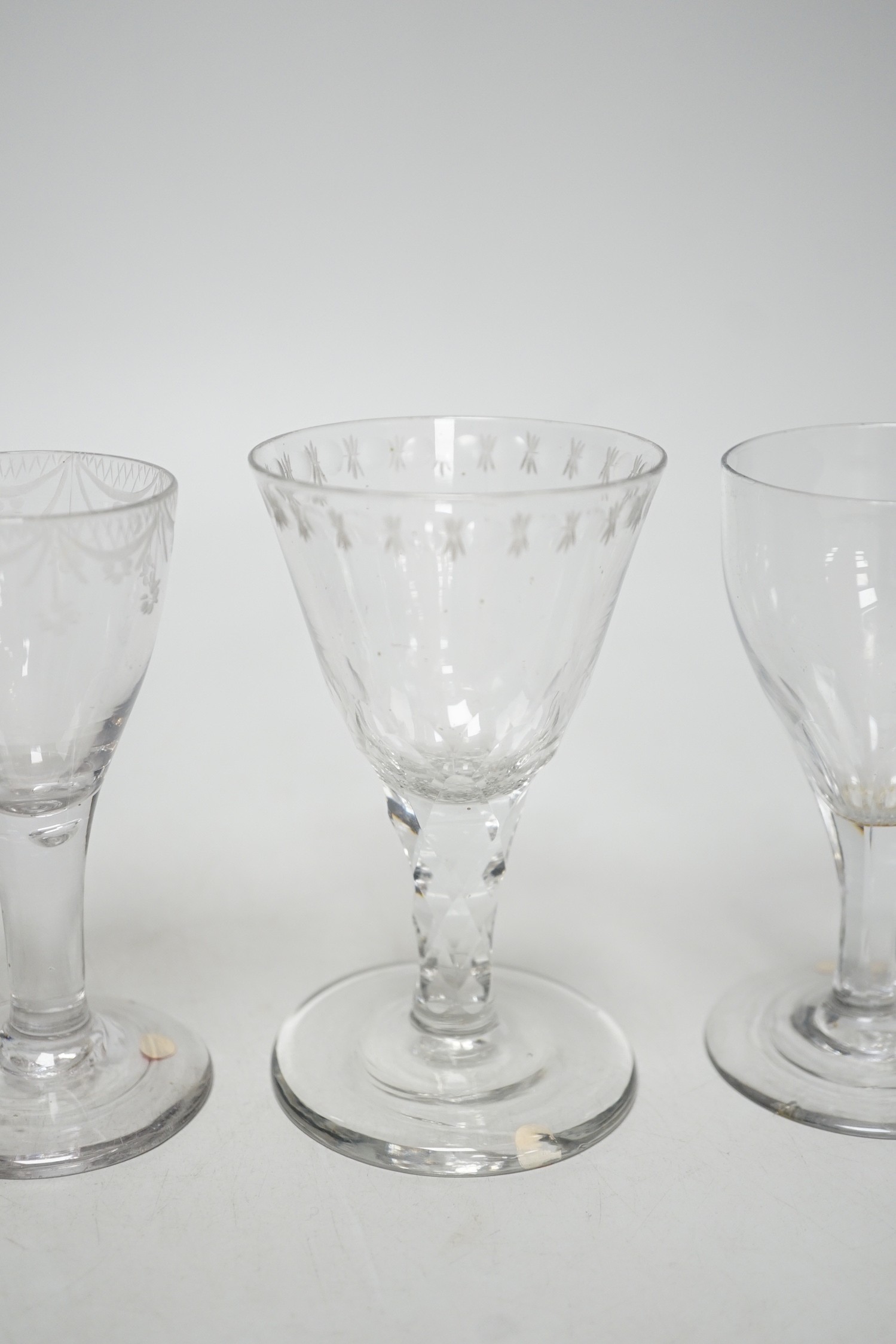 Five Georgian drinking glasses, tallest 12.5cm